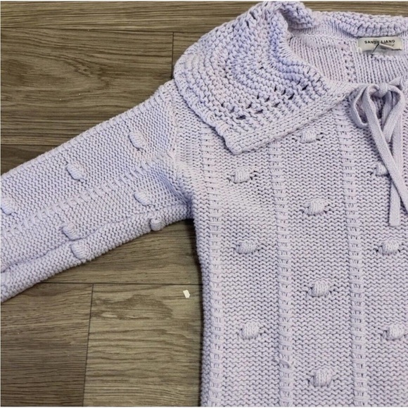 NEW Sandy Liang x Target Lilac Purple Pointelle Crochet Knit Pullover Sweater - Picture 5 of 9